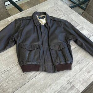 Brown Bomber Jacket with Ribbed Waistband